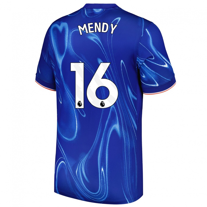 Kandiny Criança Camisola Edouard Mendy #16 Branco Azul Principal 2024/25 Camisa Brasil