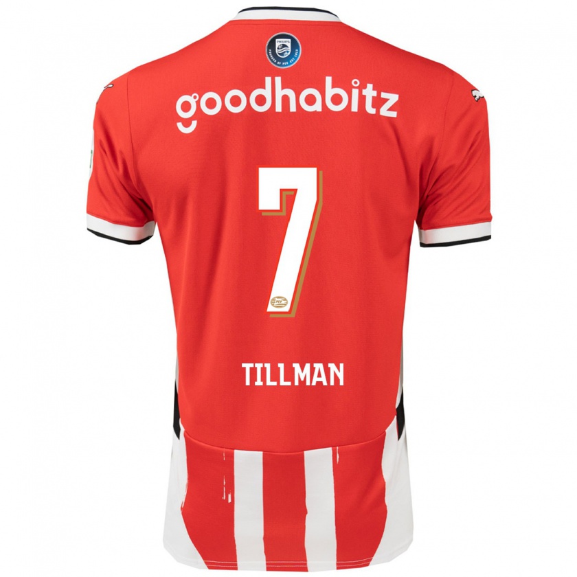 Kandiny Bambino Maglia Malik Tillman #7 Rosso Bianco Kit Gara Home 2024/25 Maglietta