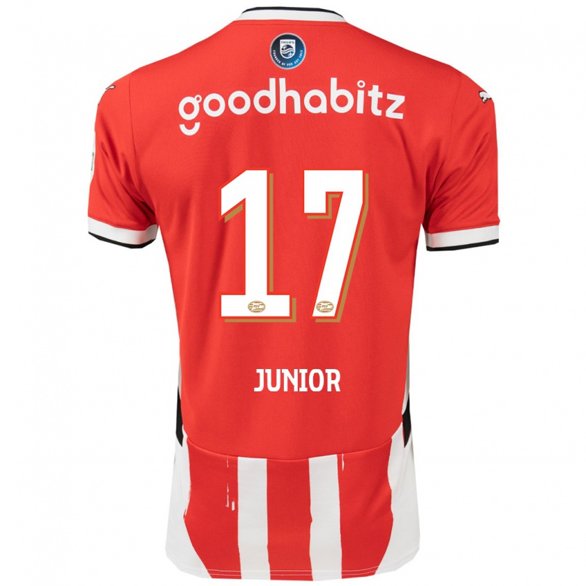 Kandiny Kinderen Mauro Júnior #17 Rood Wit Thuisshirt Thuistenue 2024/25 T-Shirt België