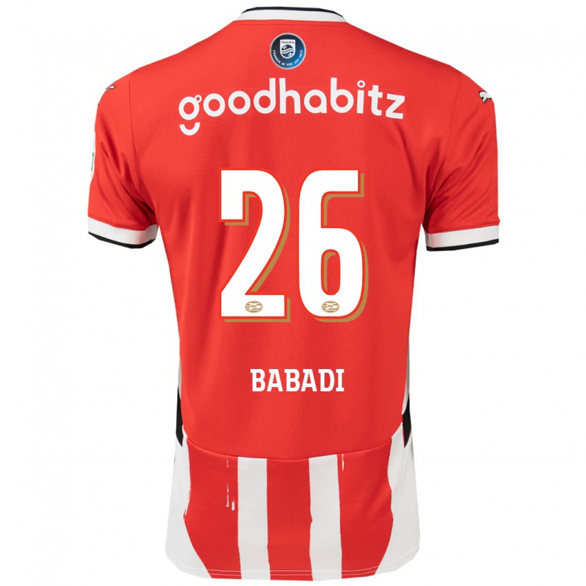 Kandiny Bambino Maglia Isaac Babadi #26 Rosso Bianco Kit Gara Home 2024/25 Maglietta