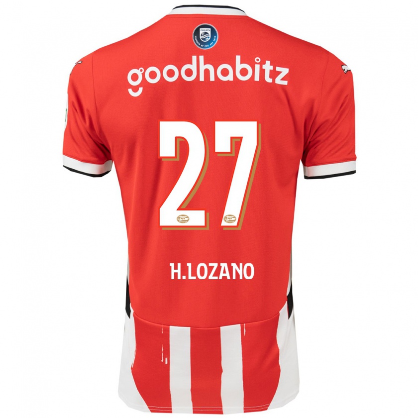 Kandiny Kinderen Hirving Lozano #27 Rood Wit Thuisshirt Thuistenue 2024/25 T-Shirt