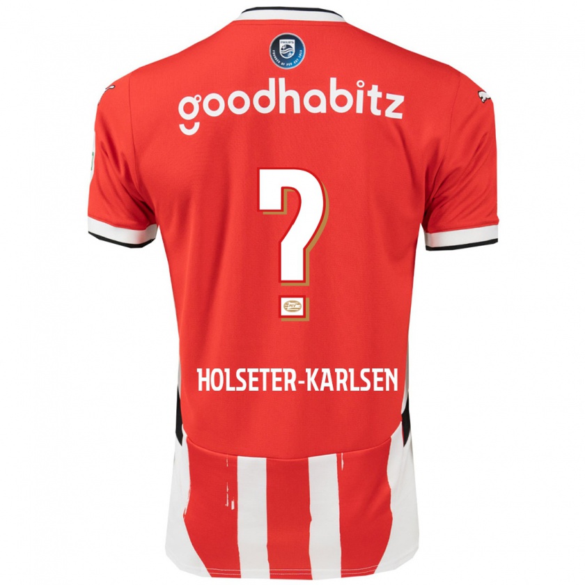 Kandiny Kinderen Philip Holseter-Karlsen #0 Rood Wit Thuisshirt Thuistenue 2024/25 T-Shirt