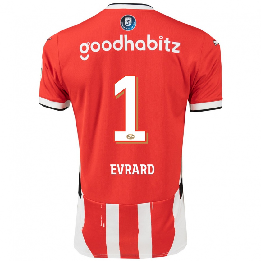 Kandiny Kinderen Nicky Evrard #1 Rood Wit Thuisshirt Thuistenue 2024/25 T-Shirt