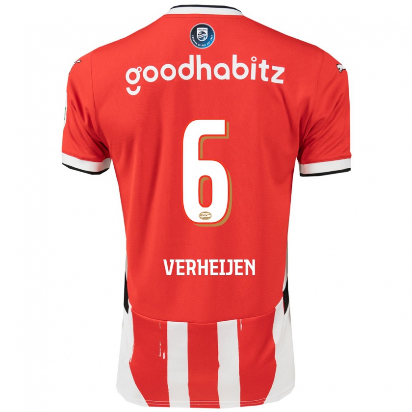 Kandiny Bambino Maglia Janneke Verheijen #6 Rosso Bianco Kit Gara Home 2024/25 Maglietta