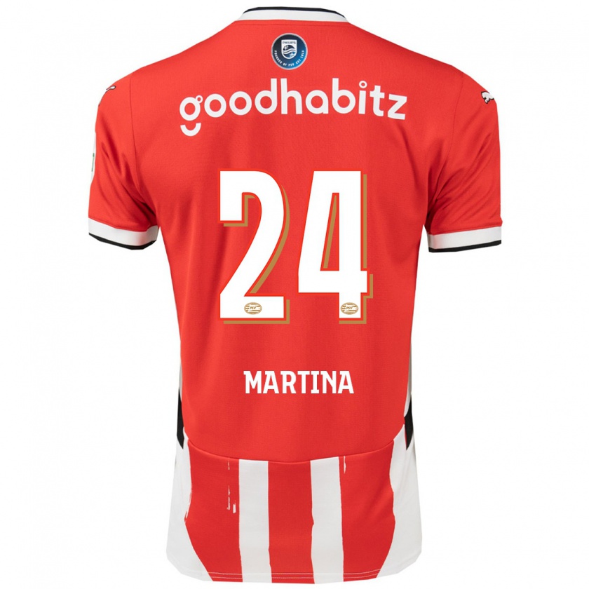 Kandiny Kinderen Shijona Martina #24 Rood Wit Thuisshirt Thuistenue 2024/25 T-Shirt