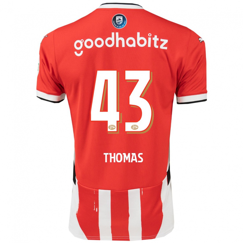 Kandiny Kinderen Kealyn Thomas #43 Rood Wit Thuisshirt Thuistenue 2024/25 T-Shirt