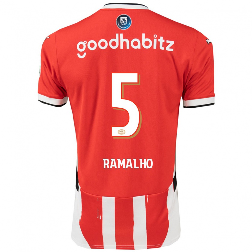 Kandiny Kinderen André Ramalho #5 Rood Wit Thuisshirt Thuistenue 2024/25 T-Shirt