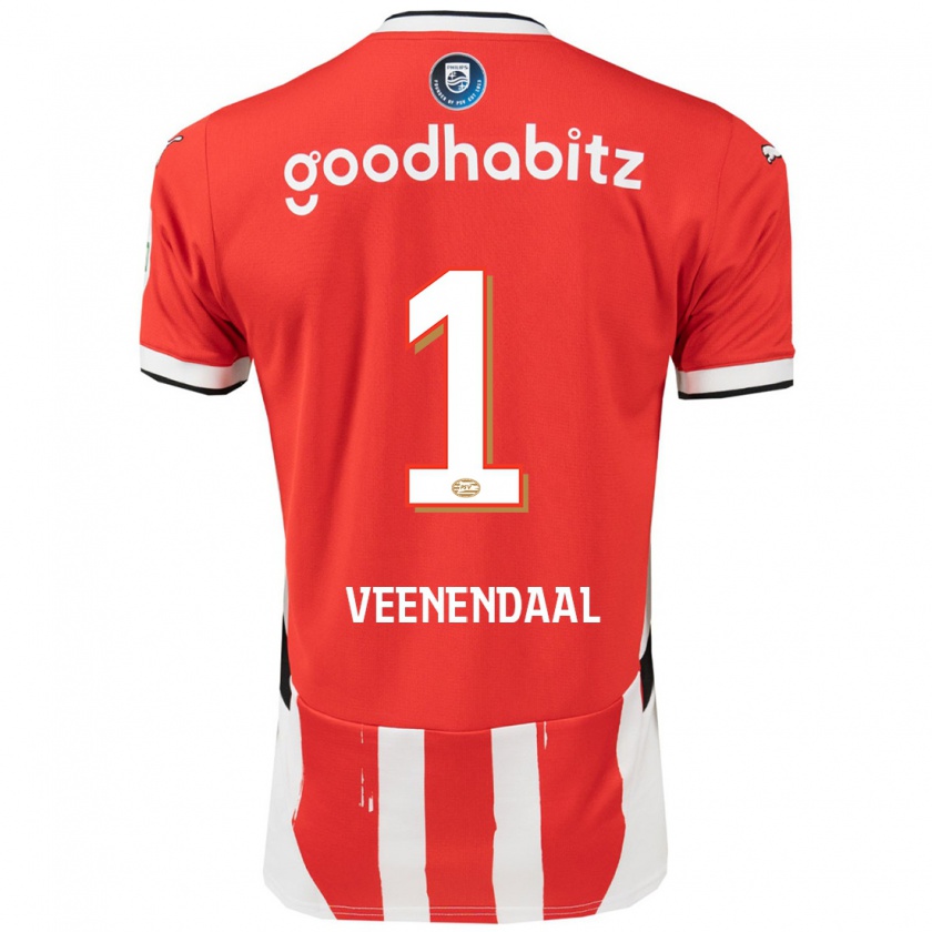 Kandiny Bambino Maglia Sari Van Veenendaal #1 Rosso Bianco Kit Gara Home 2024/25 Maglietta