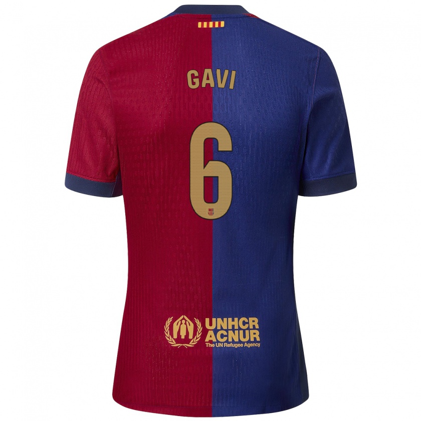 Kandiny Bambino Maglia Gavi #6 Blu Rosso Kit Gara Home 2024/25 Maglietta