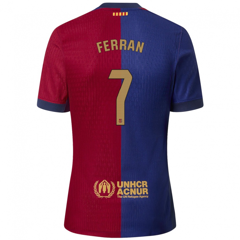 Kandiny Kinderen Ferran Torres #7 Blauw Rood Thuisshirt Thuistenue 2024/25 T-Shirt