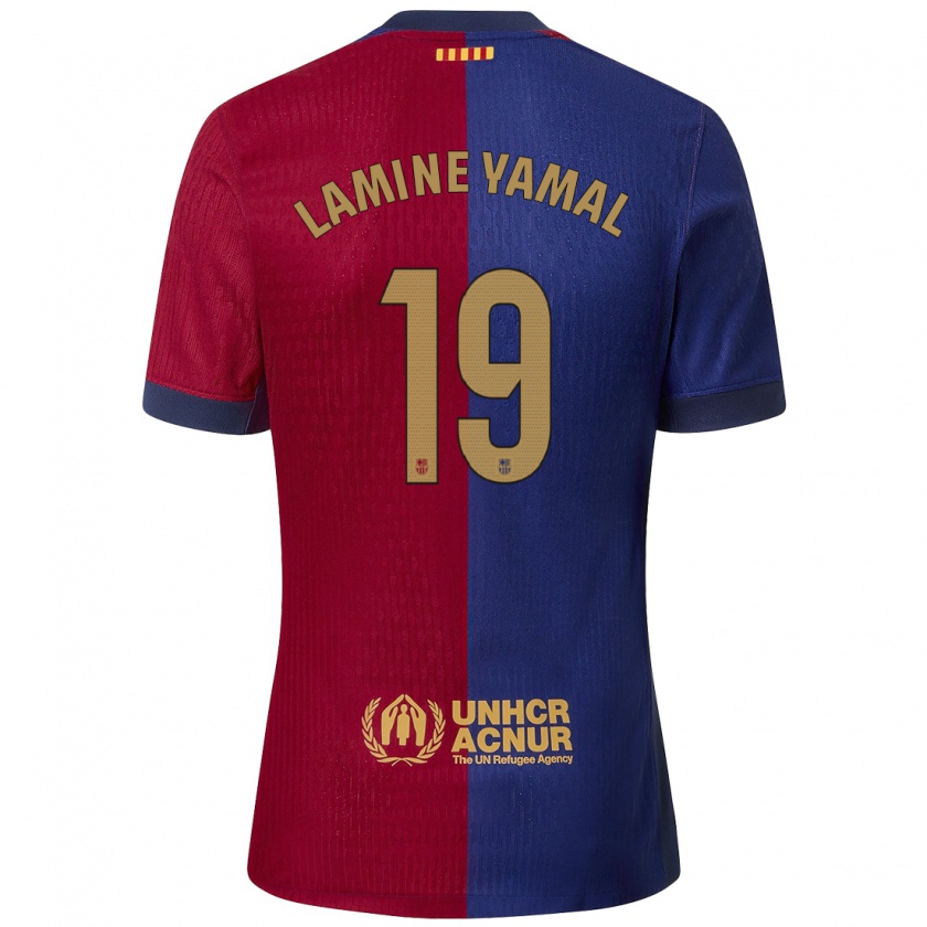 Kandiny Kinderen Lamine Yamal #19 Blauw Rood Thuisshirt Thuistenue 2024/25 T-Shirt