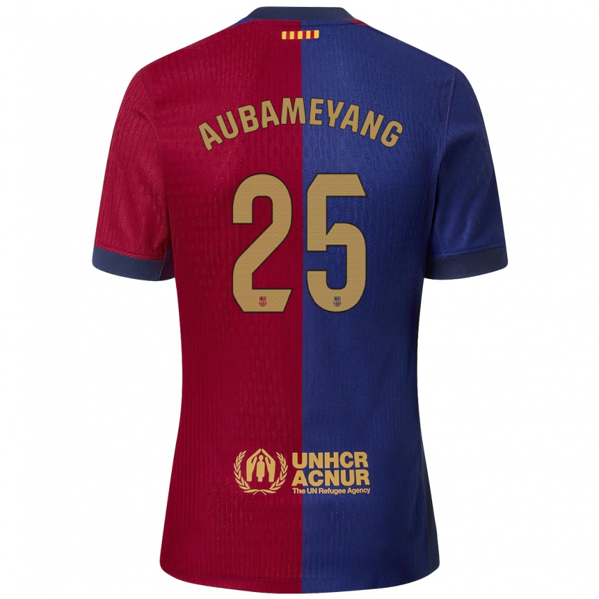 Kandiny Niño Camiseta Pierre Emerick Aubameyang #25 Azul Rojo 1ª Equipación 2024/25 La Camisa