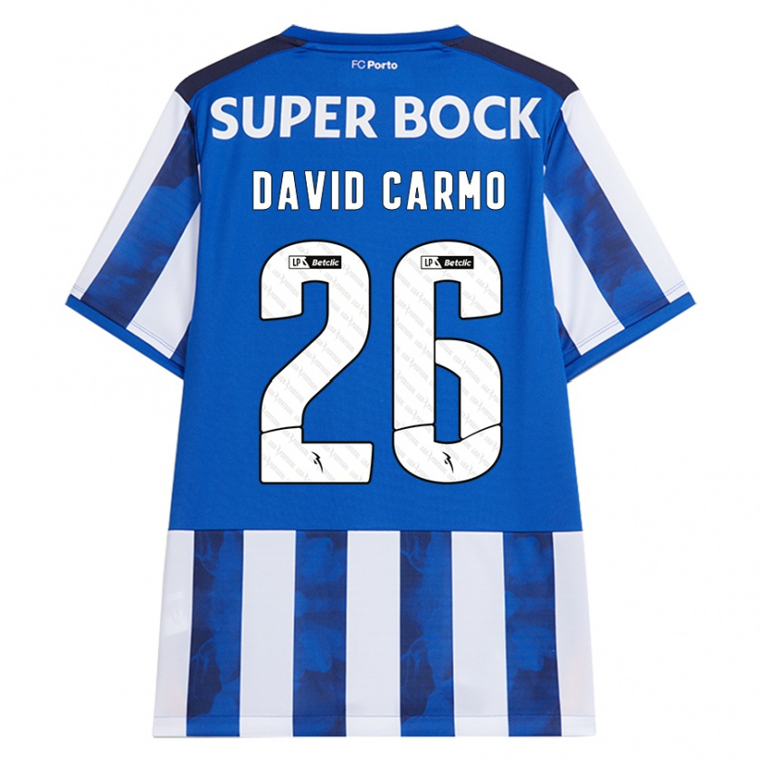 Kandiny Bambino Maglia David Carmo #26 Blu Bianco Kit Gara Home 2024/25 Maglietta