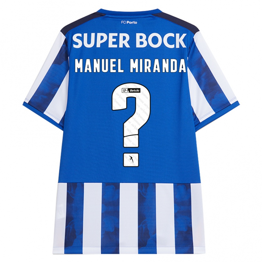 Kandiny Bambino Maglia Manuel Miranda #0 Blu Bianco Kit Gara Home 2024/25 Maglietta