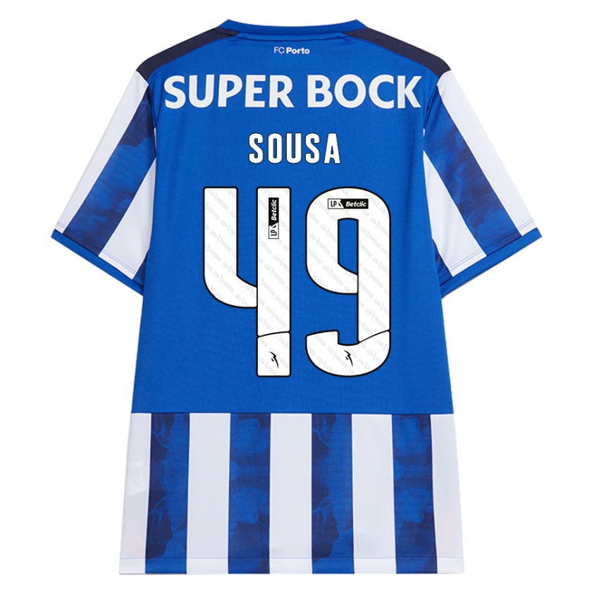 Kandiny Bambino Maglia Gonçalo Sousa #49 Blu Bianco Kit Gara Home 2024/25 Maglietta