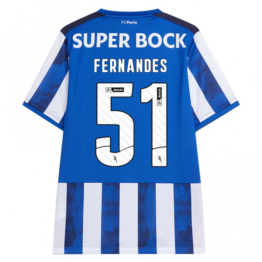 Kandiny Bambino Maglia Diogo Fernandes #51 Blu Bianco Kit Gara Home 2024/25 Maglietta