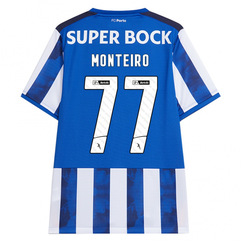 Kandiny Bambino Maglia Rui Monteiro #77 Blu Bianco Kit Gara Home 2024/25 Maglietta