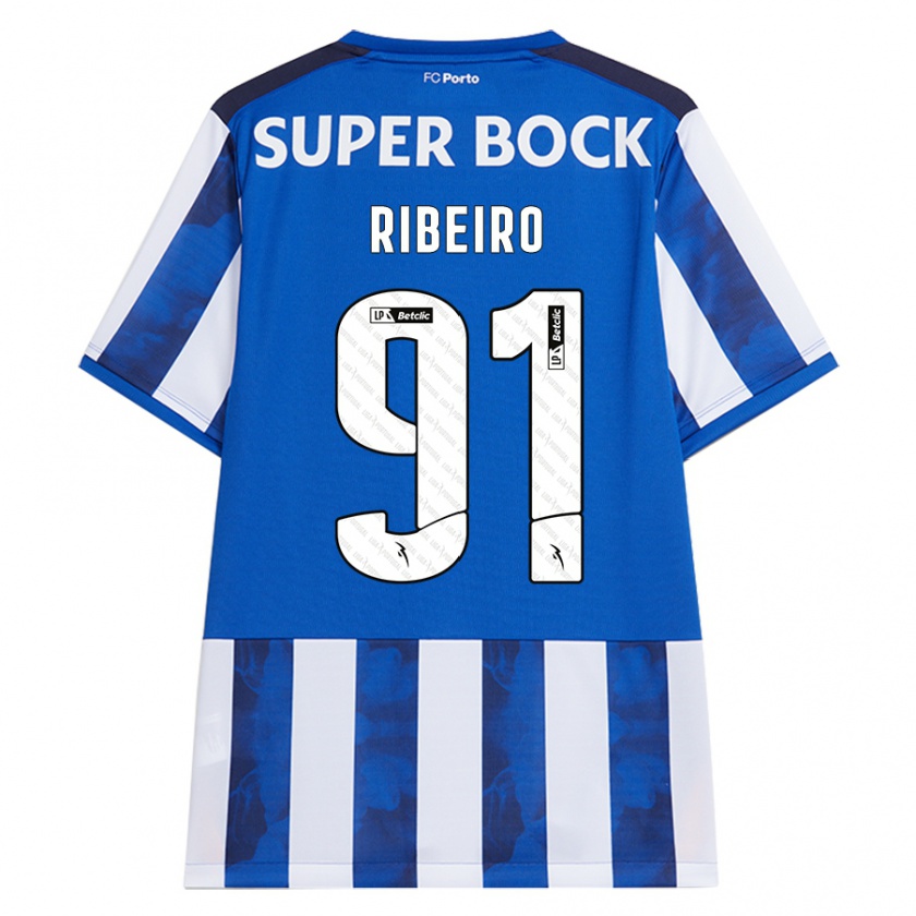 Kandiny Bambino Maglia Gonçalo Ribeiro #91 Blu Bianco Kit Gara Home 2024/25 Maglietta