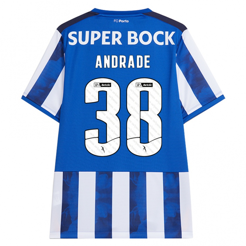 Kandiny Bambino Maglia Fernando Andrade #38 Blu Bianco Kit Gara Home 2024/25 Maglietta