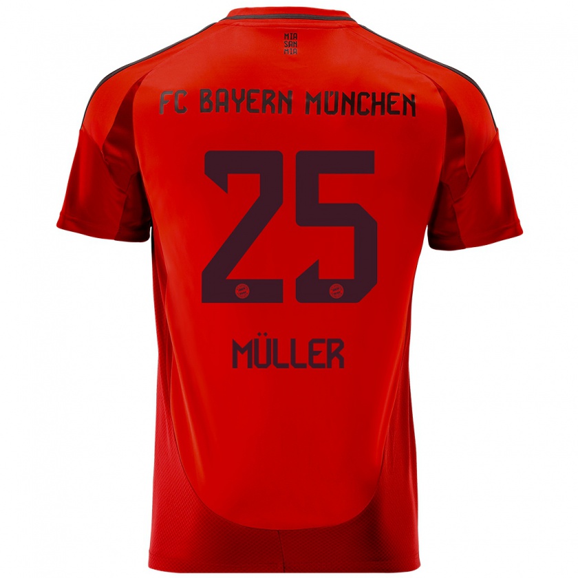 Kandiny Bambino Maglia Thomas Müller #25 Rosso Kit Gara Home 2024/25 Maglietta