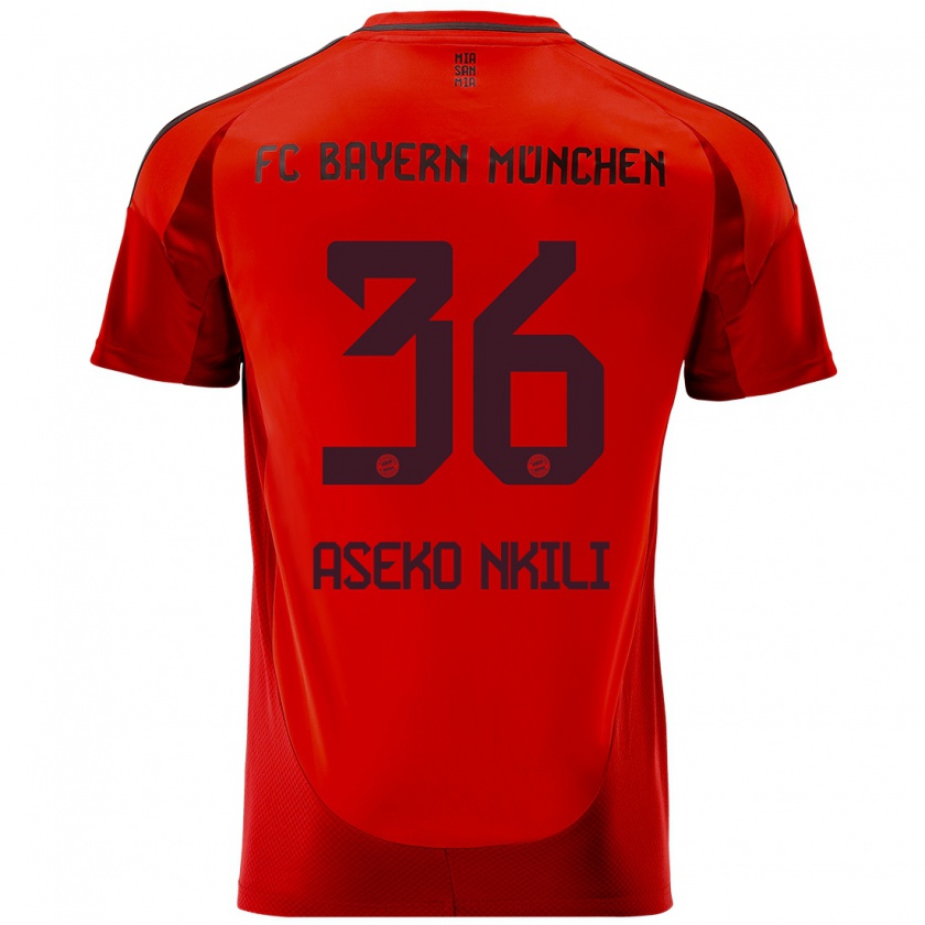 Kandiny Kinderen Noël Aséko Nkili #36 Rood Thuisshirt Thuistenue 2024/25 T-Shirt