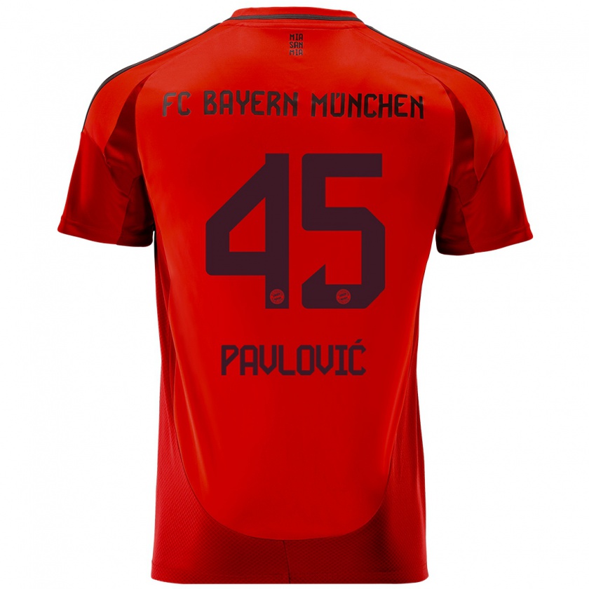 Kandiny Kinderen Aleksandar Pavlovic #45 Rood Thuisshirt Thuistenue 2024/25 T-Shirt