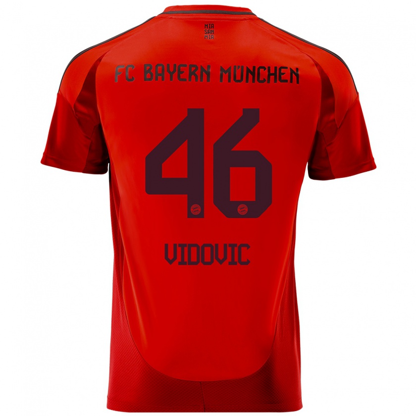 Kandiny Kinderen Gabriel Vidovic #46 Rood Thuisshirt Thuistenue 2024/25 T-Shirt