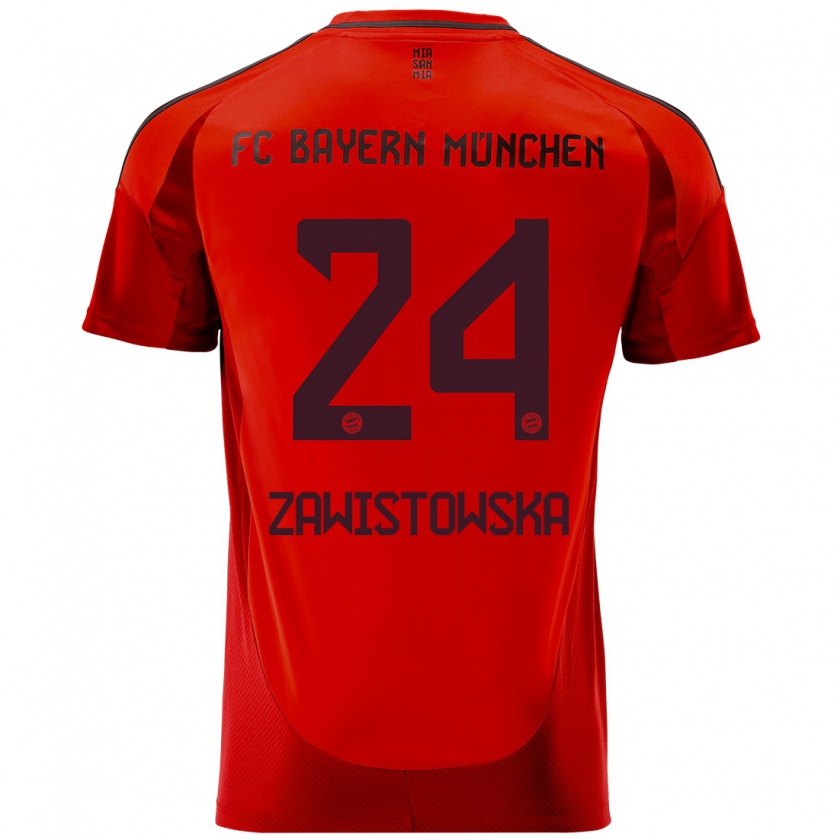 Kandiny Bambino Maglia Weronika Zawistowska #24 Rosso Kit Gara Home 2024/25 Maglietta