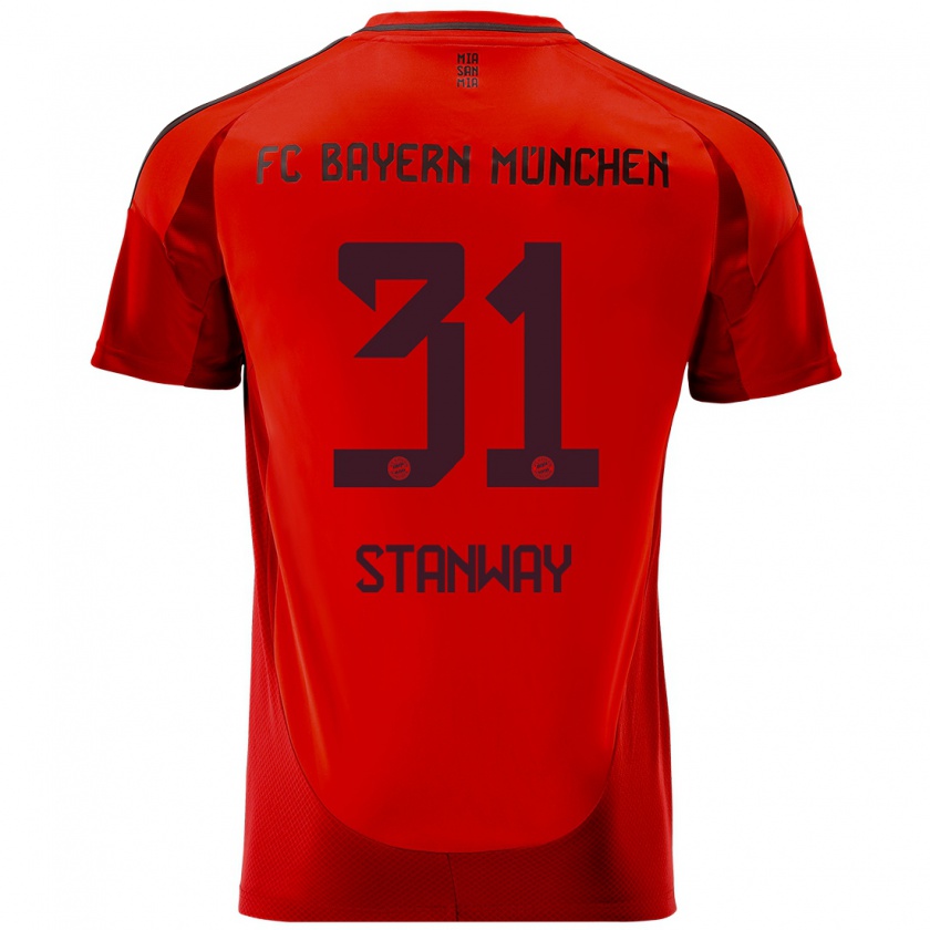 Kandiny Bambino Maglia Georgia Stanway #31 Rosso Kit Gara Home 2024/25 Maglietta