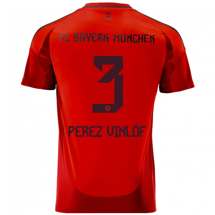 Kandiny Bambino Maglia Matteo Perez Vinlöf #3 Rosso Kit Gara Home 2024/25 Maglietta