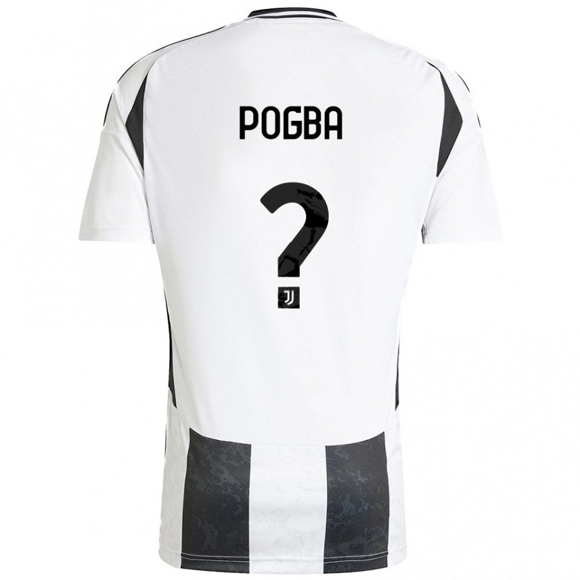 Kandiny Kinderen Paul Pogba #0 Wit Zwart Thuisshirt Thuistenue 2024/25 T-Shirt