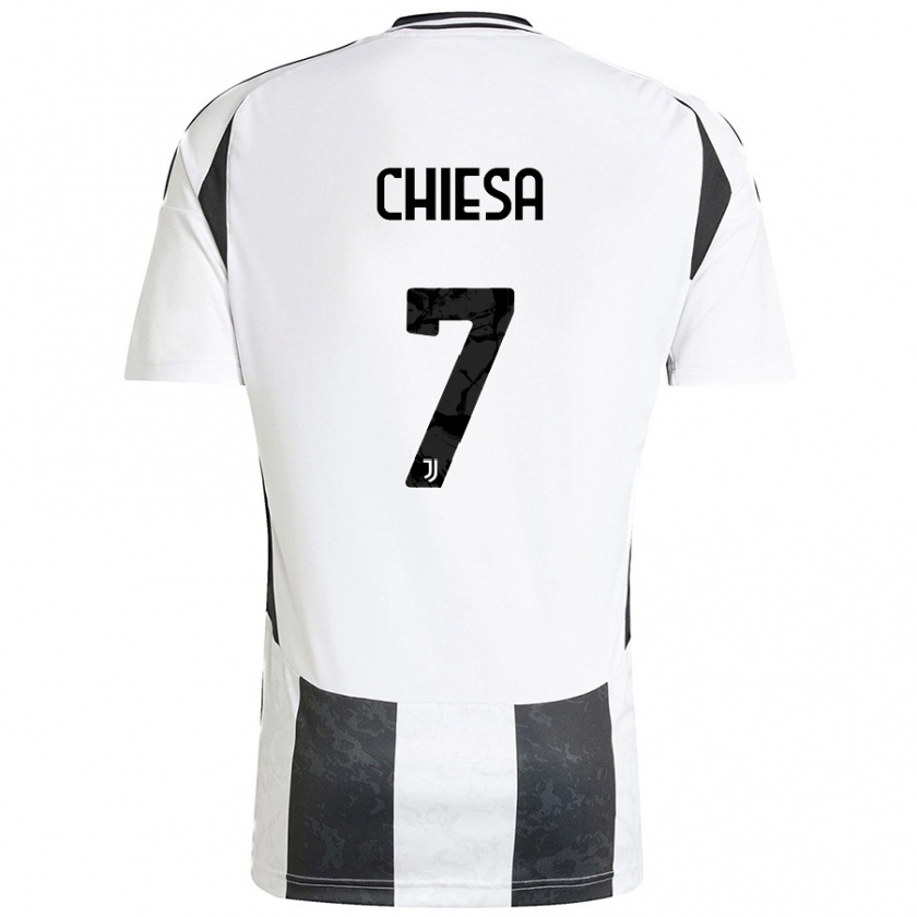 Kandiny Niño Camiseta Federico Chiesa #7 Blanco Negro 1ª Equipación 2024/25 La Camisa