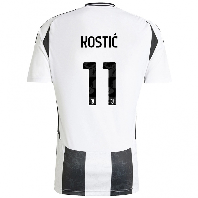 Kandiny Kinderen Filip Kostić #11 Wit Zwart Thuisshirt Thuistenue 2024/25 T-Shirt