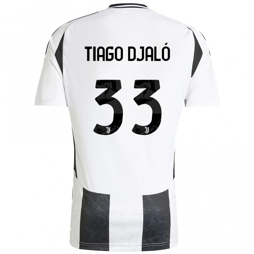 Kandiny Niño Camiseta Tiago Djaló #33 Blanco Negro 1ª Equipación 2024/25 La Camisa