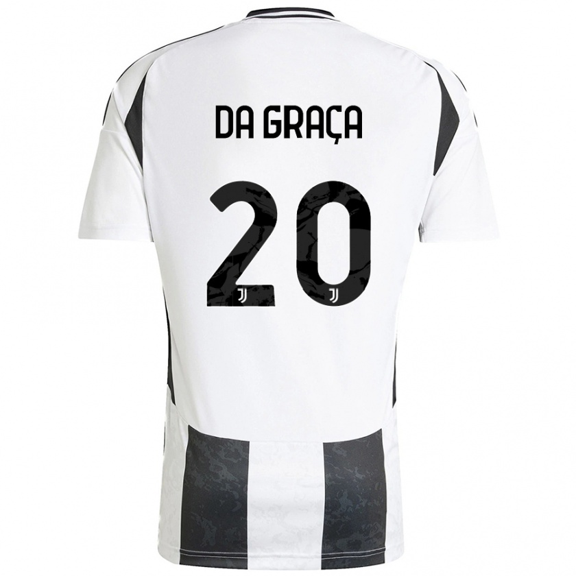 Kandiny Niño Camiseta Cosimo Da Graça #20 Blanco Negro 1ª Equipación 2024/25 La Camisa