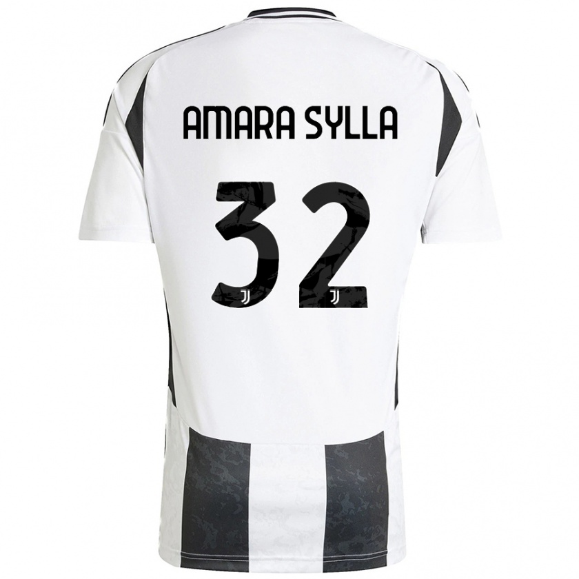 Kandiny Kinderen Idris Amara Sylla #32 Wit Zwart Thuisshirt Thuistenue 2024/25 T-Shirt