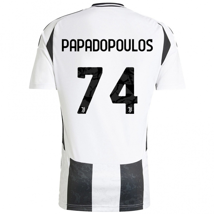 Kandiny Kinderen Christos Papadopoulos #74 Wit Zwart Thuisshirt Thuistenue 2024/25 T-Shirt