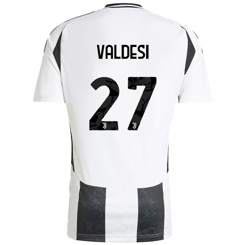 Kandiny Bambino Maglia Andrea Valdesi #27 Bianco Nero Kit Gara Home 2024/25 Maglietta