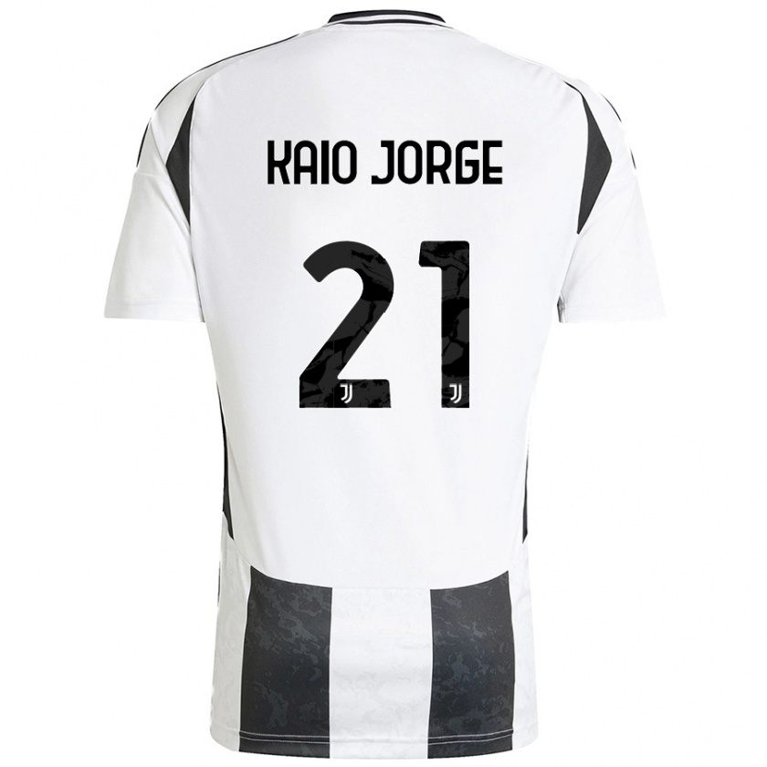 Kandiny Niño Camiseta Kaio Jorge #21 Blanco Negro 1ª Equipación 2024/25 La Camisa