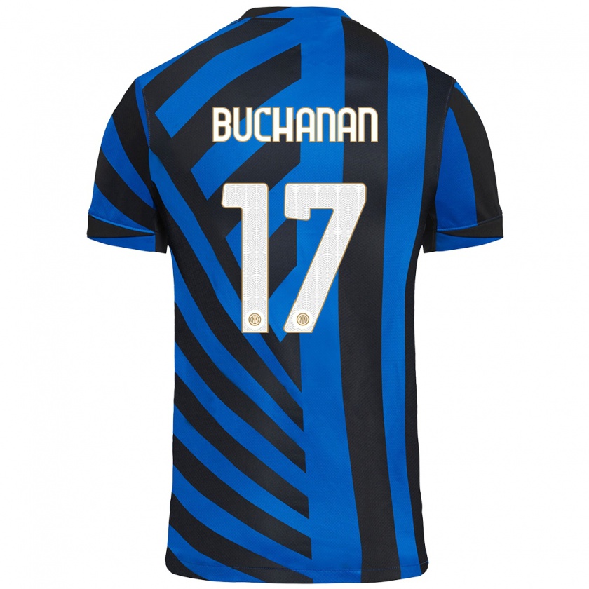 Kandiny Kinder Tajon Buchanan #17 Blau Schwarz Heimtrikot Trikot 2024/25 T-Shirt Österreich