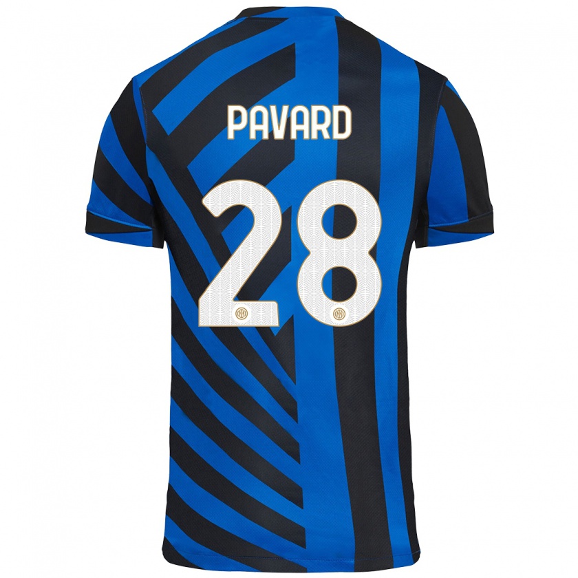 Kandiny Bambino Maglia Benjamin Pavard #28 Blu Nero Kit Gara Home 2024/25 Maglietta