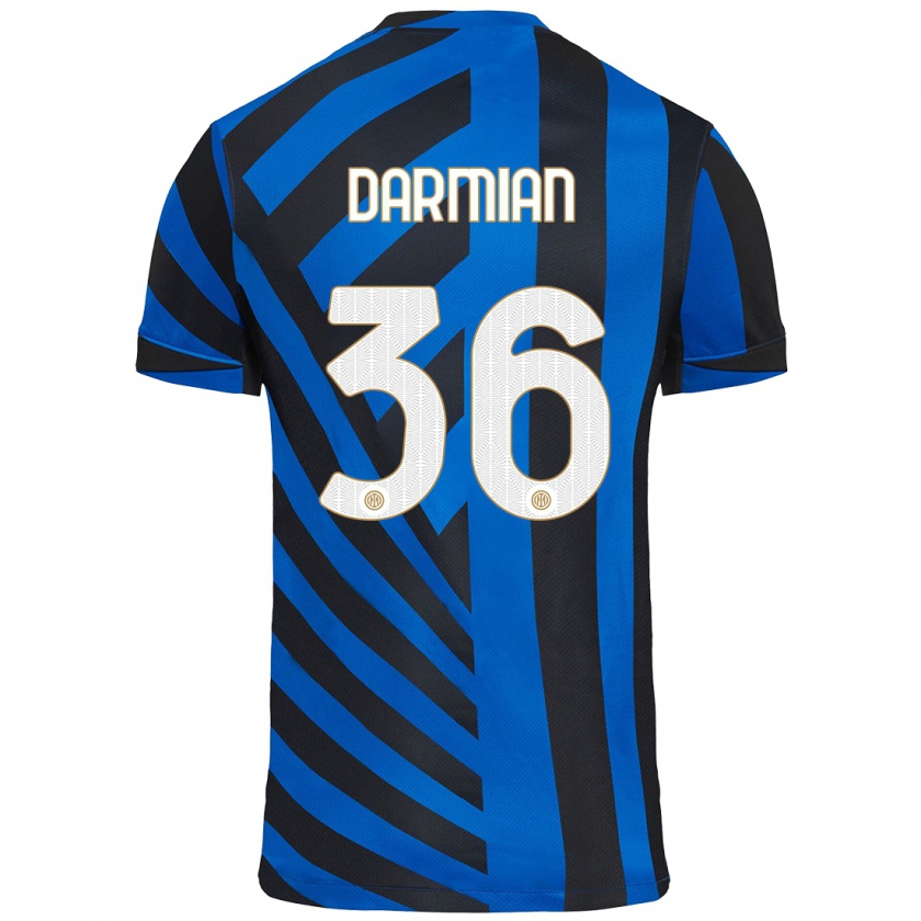 Kandiny Kinderen Matteo Darmian #36 Blauw Zwart Thuisshirt Thuistenue 2024/25 T-Shirt