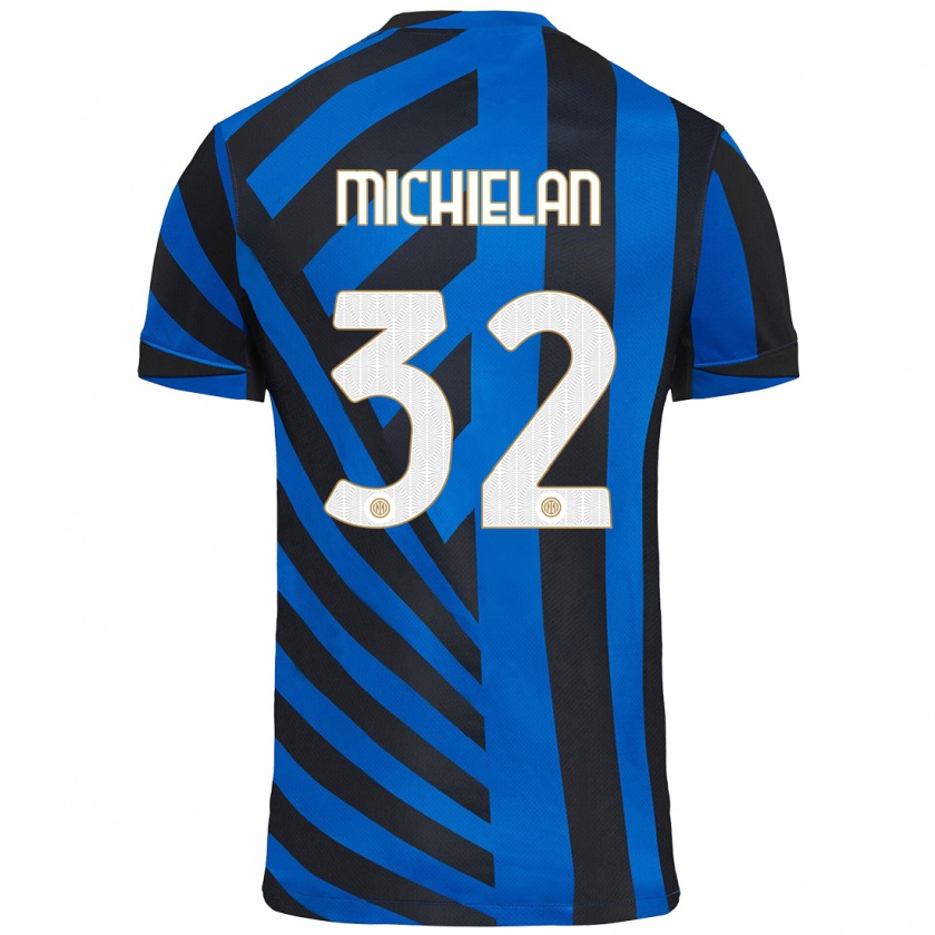 Kandiny Criança Camisola Mattia Michielan #32 Azul Preto Principal 2024/25 Camisa Brasil