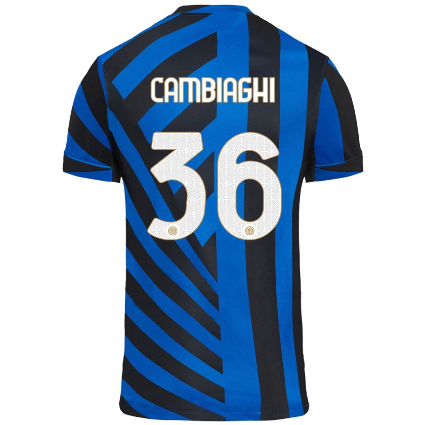 Kandiny Niño Camiseta Michela Cambiaghi #36 Azul Negro 1ª Equipación 2024/25 La Camisa