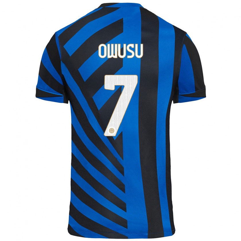 Kandiny Niño Camiseta Enoch Owusu #7 Azul Negro 1ª Equipación 2024/25 La Camisa