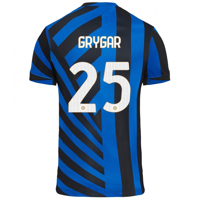 Kandiny Bambino Maglia Samuel Grygar #25 Blu Nero Kit Gara Home 2024/25 Maglietta