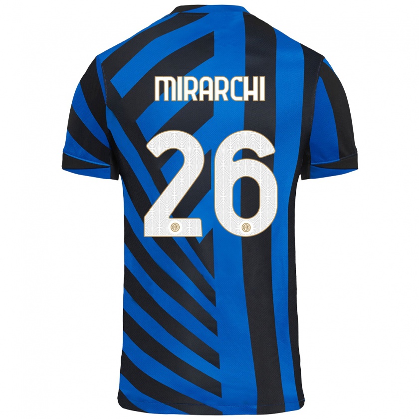 Kandiny Niño Camiseta Mattia Mirarchi #26 Azul Negro 1ª Equipación 2024/25 La Camisa