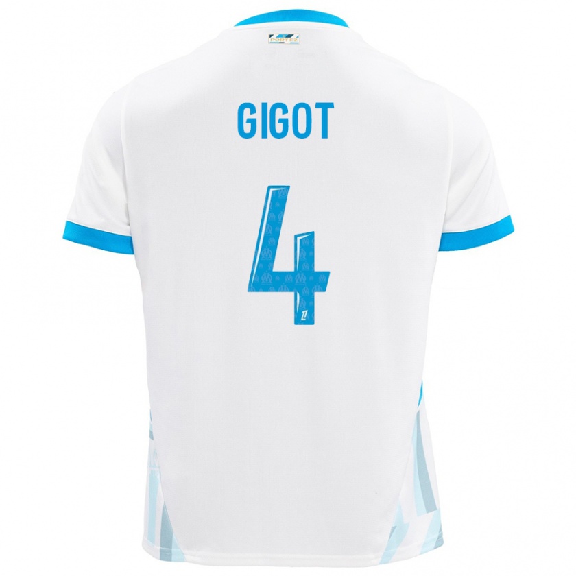 Kandiny Kinder Samuel Gigot #4 Weiß Himmelblau Heimtrikot Trikot 2024/25 T-Shirt Österreich