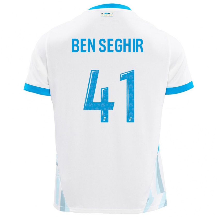 Kandiny Kinderen Salim Ben Seghir #41 Wit Hemelsblauw Thuisshirt Thuistenue 2024/25 T-Shirt