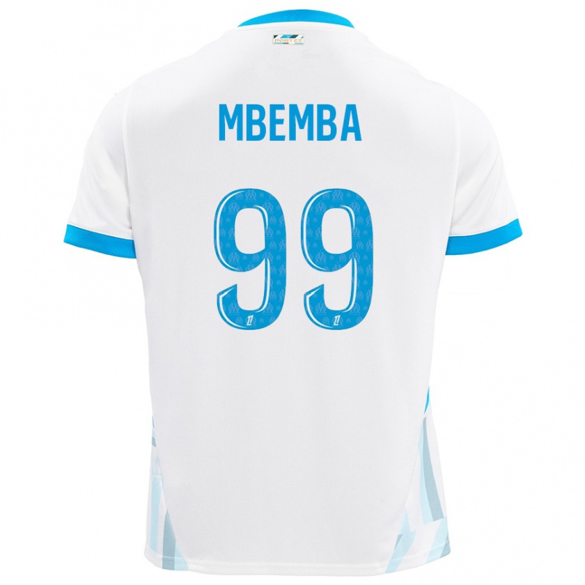 Kandiny Kinderen Chancel Mbemba #99 Wit Hemelsblauw Thuisshirt Thuistenue 2024/25 T-Shirt